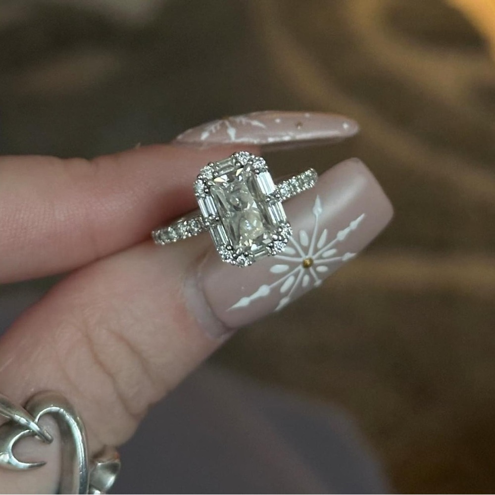 Doveggs Elongated Radiant Moissanite 2 carat size 6 1/2 ring